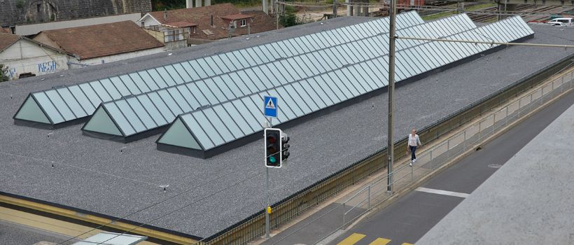 Lichtband Typ III, Eisenbahn-Depot der SBB, Neuchâtel