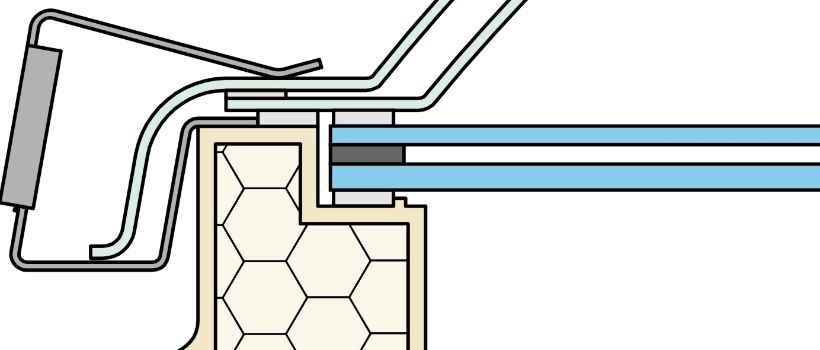 Schnittansicht einer eingebauten miniEnergie-Kuppel Typ S