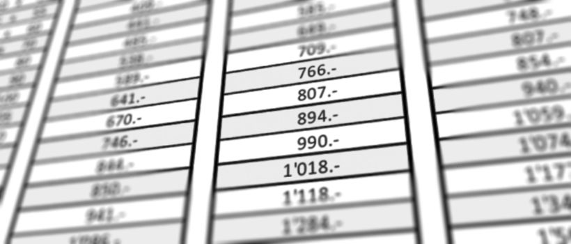 Extrait 3D de la liste de prix ISBA